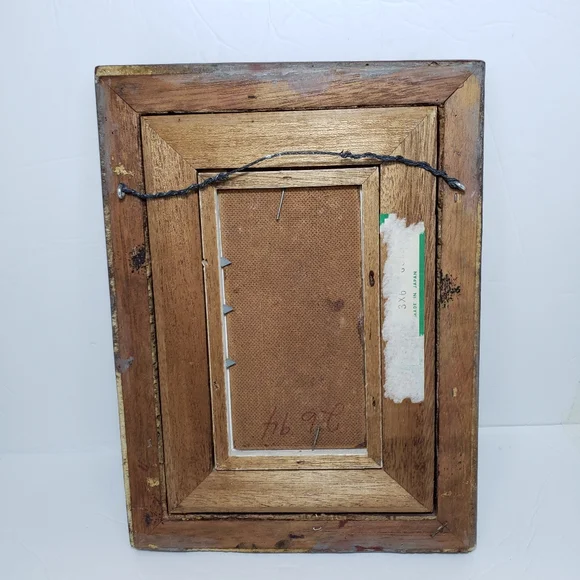 Vintage Oil Painting on Wood Panel Framed Velvet by Elio Small 3" × 6" - Picture 7 of 10